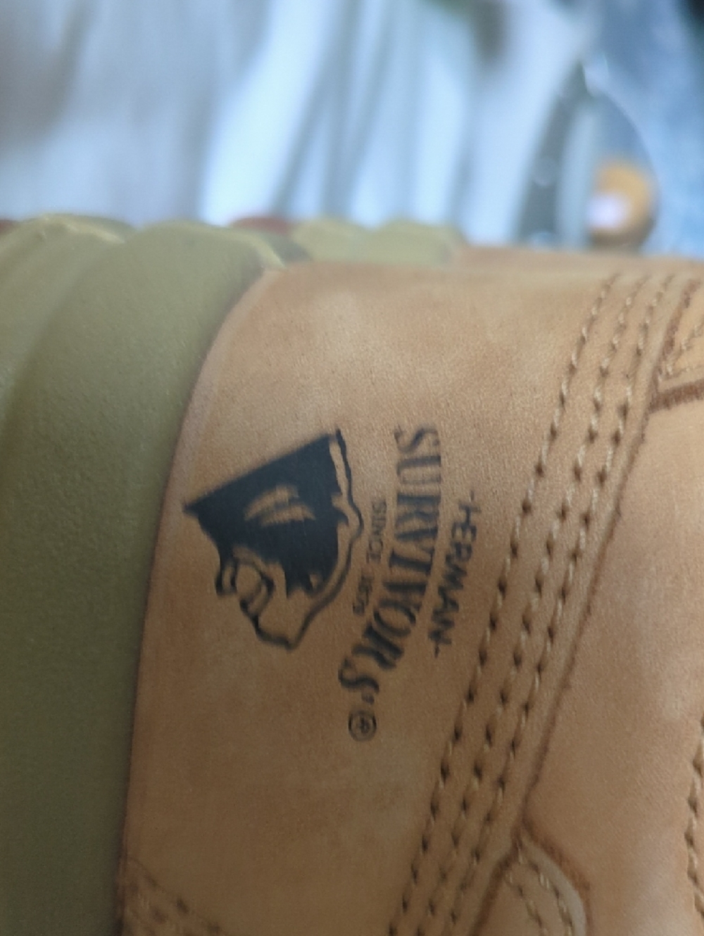 Herman Survivor Work-Style Tan Leather Boots with Yellow Laces - Picture 7 of 15